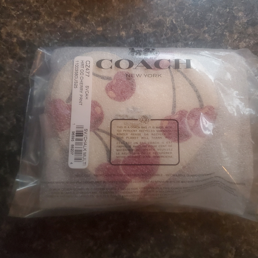 Coach Heart Shaped Cherry Print Coin Purse - NEW! - Picture 5 of 9